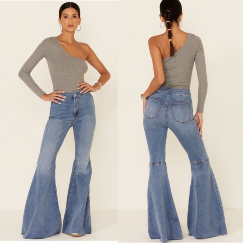 Free People We The Free Just Float On Flare Jeans Raw Hem Size 29